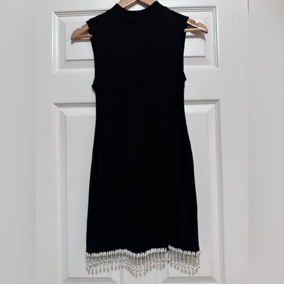 Zara Black Mini Dress with Fringe Accent - Picture 6 of 6